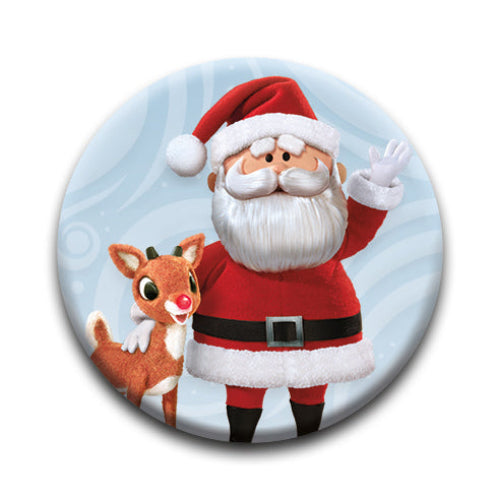 Rudolph - Rudolph And Santa Button